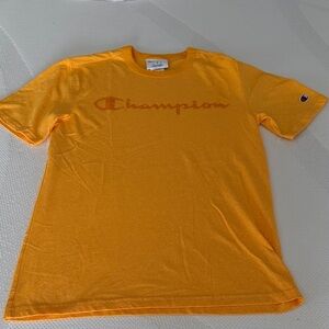 Champion Yellow-Orange Script Logo Tee